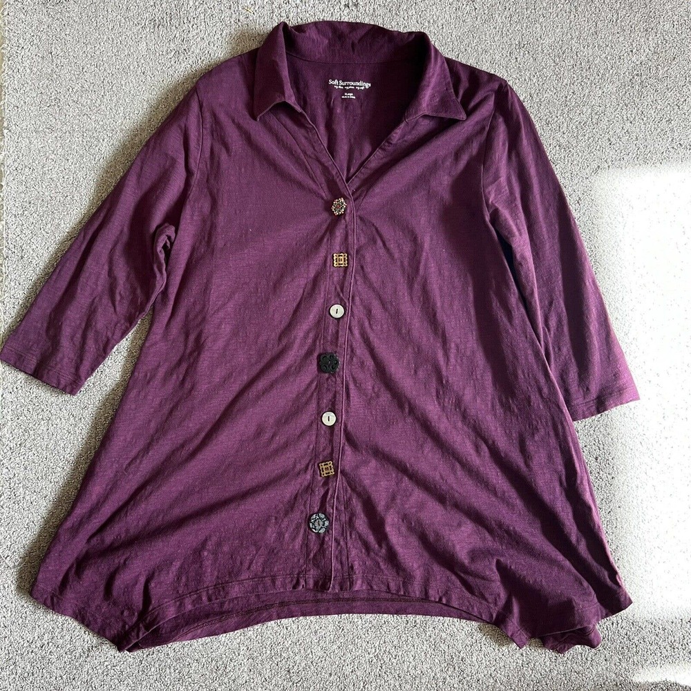 Soft Surroundings Danielle Button Down Purple/Pink Blouse Size 1X